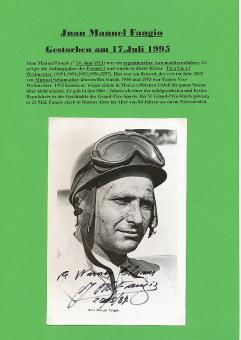 Juan Manuel Fangio † 1995 Argentinien  Weltmeister Formel 1 Auto Motorsport  Autogramm Foto original signiert 