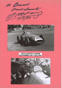 Juan Manuel Fangio † 1995 Argentinien  Weltmeister Formel 1 Auto Motorsport  Autogramm Karte original signiert 