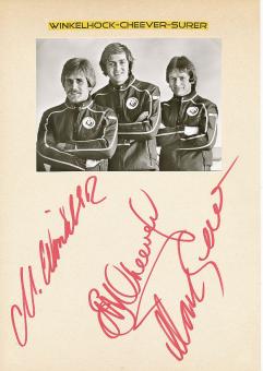 Manfred Winkelhock † 1985 & Eddie Cheever & Surer Formel 1 Auto Motorsport  Autogramm Karte original signiert 