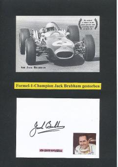 Jack Brabham † 2014   Formel 1  Weltmeister  Auto Motorsport  Autogrammkarte original signiert 