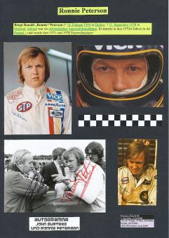 Ronnie Peterson † 1978  SWE & John Surtees † 2017 GB  Formel 1  Auto Motorsport Autogramm Karte original signiert 