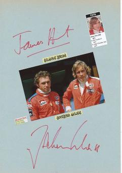 James Hunt † 1993  Formel 1 Weltmeister + Jochen Mass  Auto Motorsport  Autogramm Karte  original signiert 