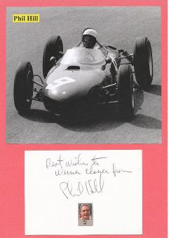 Phil Hill † 2008  Formel 1 Weltmeister  Auto Motorsport  Autogramm Karte  original signiert 