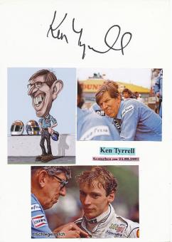 Ken Tyrrell † 2001  Formel 1  Auto Motorsport  Autogramm Karte  original signiert 