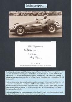 Tony Gaze † 2009  Australien  Formel 1  Auto Motorsport  Autogramm Karte  original signiert 