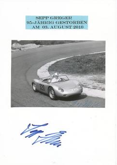 2  x  Joseph "Sepp" Greger † 2010   Auto Motorsport  Autogramm Karte  original signiert 
