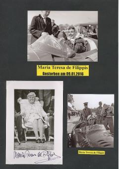 Maria Teresa de Filippis † 2010  ITA  Formel 1  Auto Motorsport  Autogramm Foto  original signiert 