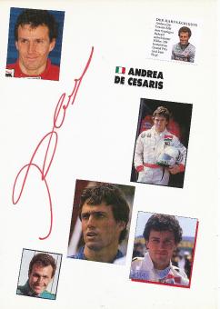 Andrea de Cesaris † 2014  ITA  Formel 1  Auto Motorsport  Autogramm Karte  original signiert 