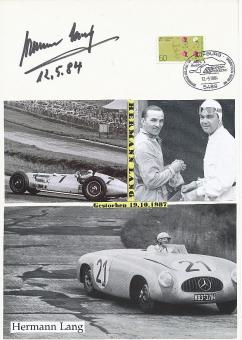 Hermann Lang † 1983  Mercedes Formel 1  Auto Motorsport  Autogramm Karte  original signiert 