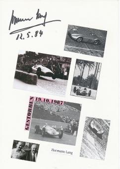 Hermann Lang † 1983  Mercedes Formel 1  Auto Motorsport  Autogramm Karte  original signiert 