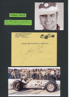 Johnny Boyd † 2003  USA  Formel 1  Auto Motorsport  Autogramm Blatt  original signiert 