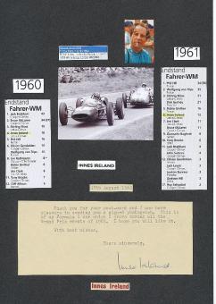 Innes Ireland † 1993  GB  Formel 1  Auto Motorsport  Autogramm Blatt  original signiert 
