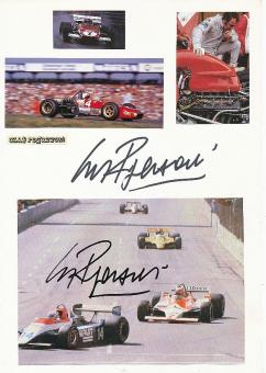 2  x  Clay Regazzoni  † 2006  CH  Formel 1  Auto Motorsport  Autogramm Karte  original signiert 
