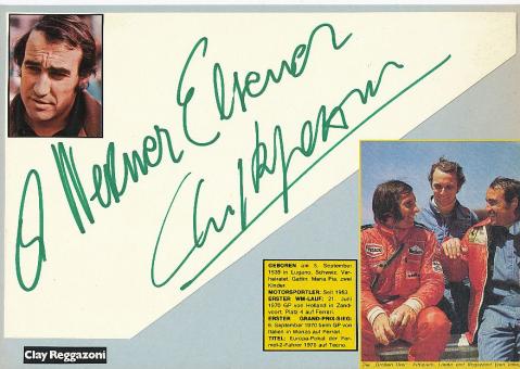 Clay Regazzoni  † 2006  CH  Formel 1  Auto Motorsport  Autogramm Karte  original signiert 