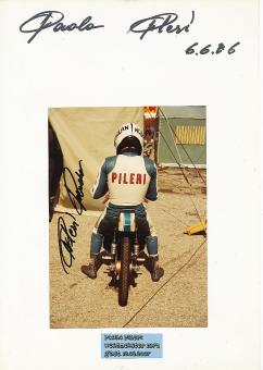 2  x  Paolo Pileri † 2007  Italien  Motorrad Autogramm Foto & Karte  original signiert 