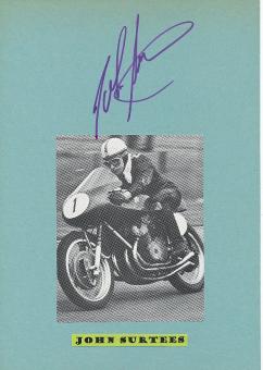 John Surtees † 2017  GB  Motorrad Sport Autogramm  Karte original signiert 