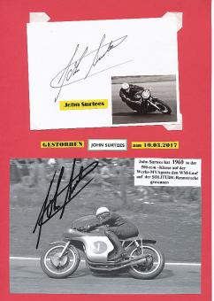2  x  John Surtees † 2017  GB  Motorrad Sport Autogramm Bild + Karte original signiert 