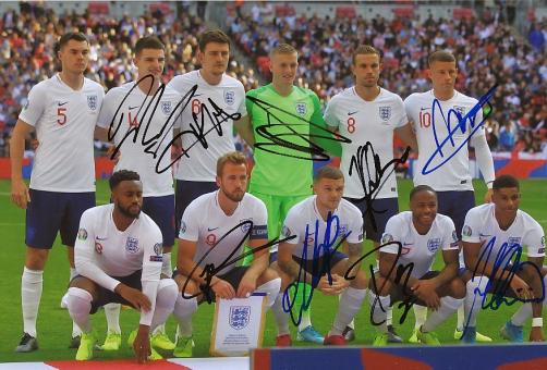 England  Fußball Nationalteam Mannschaftsfoto original signiert 