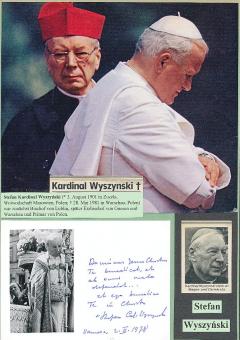 Stefan Kardinal Wyszynski † 1981 Erzbischof und Primas von Polen Kirche Autogramm Karte original signiert 
