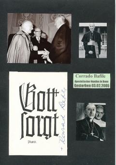 Corrado Bafile † 2005 Kardinalpräfekt Nuntius  Kirche Autogramm Karte original signiert 