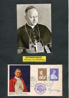 2  x  Carl Joseph Leiprecht † 1981 Bischof von Rottenburg  Kirche Autogrammkarte original signiert 