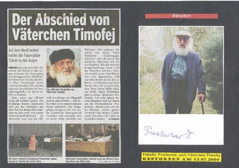 Timofei Prochorow  "Väterchen Timofej" † 2004 UDSSR   Kirche Autogramm Karte original signiert 