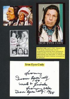 Iron Eyes Cody † 1999  Film & TV Autogramm Karte original signiert 