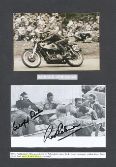 Geoff Duke † 2015 &  2  x  Rod Coleman † 2019   Motorrad Sport Autogramm Foto + Karte  original signiert 