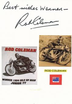 Rod Coleman † 2019  Neuseeland  Motorrad Sport Autogramm Karte  original signiert 