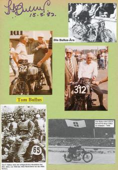Tom Bullus † 1998  GB  Motorrad Sport Autogramm Karte  original signiert 