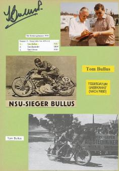 Tom Bullus † 1998  GB  Motorrad Sport Autogramm Karte  original signiert 