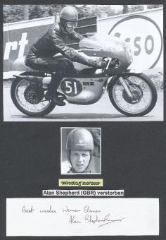 Alan Shepherd † 2007 GB  Motorrad Sport Autogramm Blatt  original signiert 