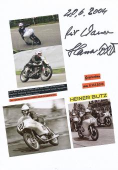 Heiner Butz † 2016  Motorrad Sport Autogramm Karte  original signiert 