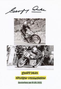 Geoffrey Duke † 2015 GB 6 x Weltmeister  Motorrad Sport Autogramm Karte  original signiert 