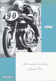 2  x  Geoffrey Duke † 2015 GB 6 x Weltmeister  Motorrad Sport Autogramm Karte  original signiert 