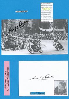 2  x  Geoffrey Duke † 2015 GB 6 x Weltmeister  Motorrad Sport Autogramm Karte  original signiert 