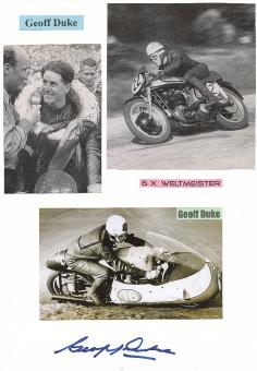Geoffrey Duke † 2015 GB 6 x Weltmeister  Motorrad Sport Autogramm Karte  original signiert 