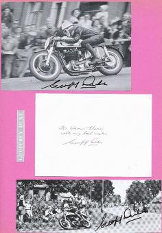 3  x  Geoffrey Duke † 2015 GB 6 x Weltmeister  Motorrad Sport Autogramm Karte  original signiert 