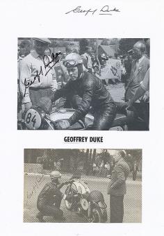 3 x  Geoffrey Duke † 2015 GB 6 x Weltmeister  Motorrad Sport Autogramm Karte  original signiert 