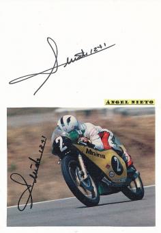 2  x  Angel Nieto † 2017 ESP  13 x Weltmeister  Motorrad Sport Autogramm Karte  original signiert 
