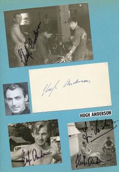 5  x  Hugh Anderson  Neuseeland  4 x Weltmeister  Motorrad Sport Autogramm Foto +Karte  original signiert 