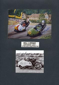 2  x  Bill Lomas † 2007  & Geoff Duke † 2015  GB  Motorrad Sport Autogramm Foto  original signiert 