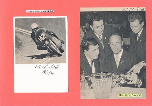2  x  Hans Georg Anscheidt  Motorrad Sport Autogramm Bild + Karte  original signiert 