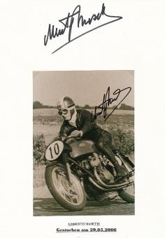2  x  Umberto Masetti † 2006 Italien  2 x Weltmeister  Motorrad Sport Autogramm Foto + Karte  original signiert 