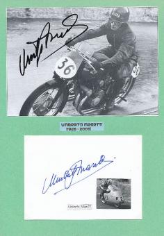 2  x  Umberto Masetti † 2006 Italien  2 x Weltmeister  Motorrad Sport Autogramm Bild + Karte  original signiert 