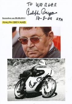 2  x  Ralph Bryans † 2014  GB  Motorrad Sport Autogramm Foto + Karte  original signiert 