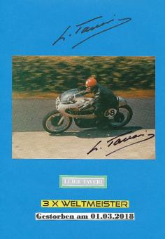 2  x  Luigi Taveri † 2018  CH 3 x Weltmeister Motorrad Sport Autogramm Foto + Karte  original signiert 