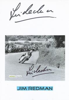 2  x  Jim Redman GB  6 x Weltmeister  Motorrad Sport Autogramm Bild + Karte  original signiert 
