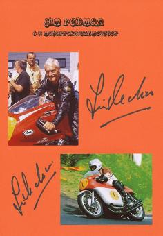 2  x  Jim Redman GB  6 x Weltmeister  Motorrad Sport Autogramm Karte  original signiert 