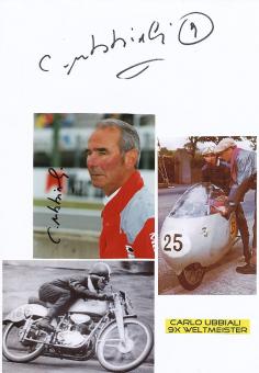 2  x  Carlo Ubbiali † 2020 Italien  9 x Weltmeister  Motorrad Sport Autogramm Foto + Karte  original signiert 